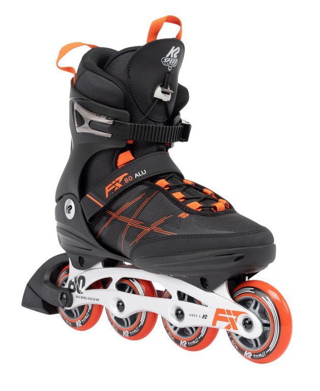 K2 Inline Skates F.I.T. 80 Alu (Wheels: 80mm/82A, Bearings: ABEC 5) black/orange men's