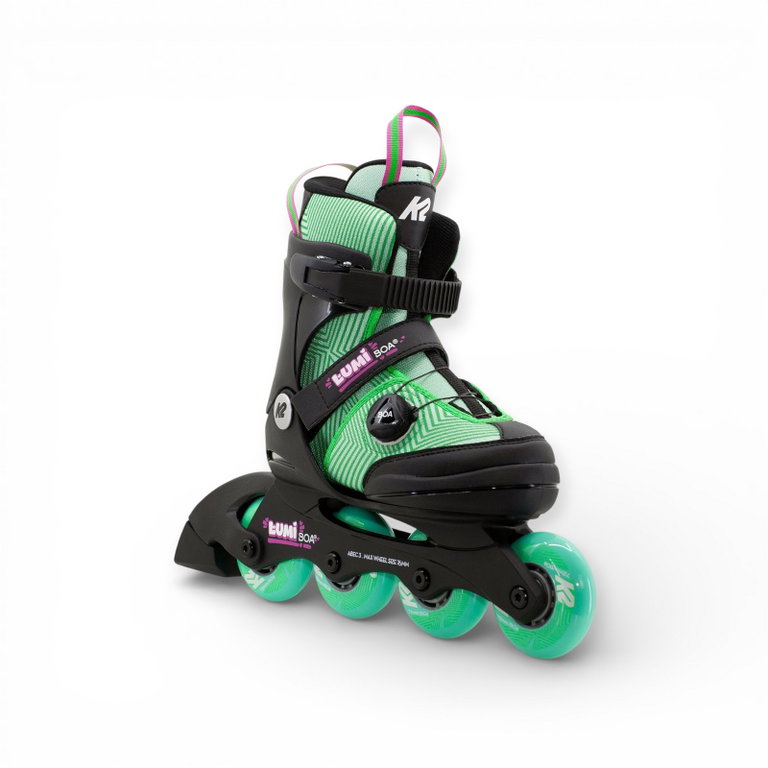 K2 Łyżworolki Lumi Boa® (kółka: 70mm/80A, łożyska: ABEC: 3) zielono-czarne dziecięce