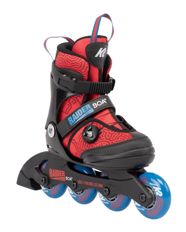 K2 Inline Skates Raider Boa (Rollen: 72mm Kugellager: ABEC: 3) schwarz/rot Kinder