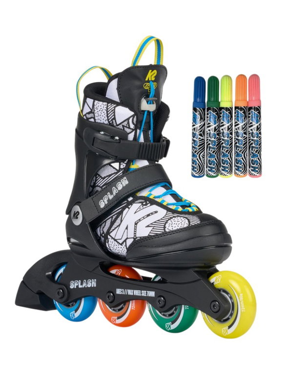 K2 Inline Skates Splash Multi (Rollen: 70/72mm/80A, Kugellager: ABEC: 3) grau/bunt Kinder