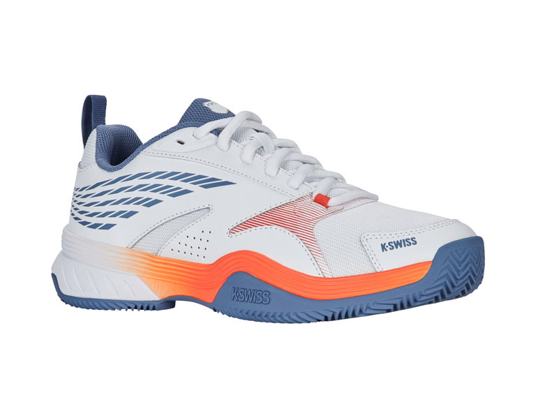 KSwiss Speedex HB Clay/Sand Court Tennis Shoes White/Infinity Blue/Orange Men's