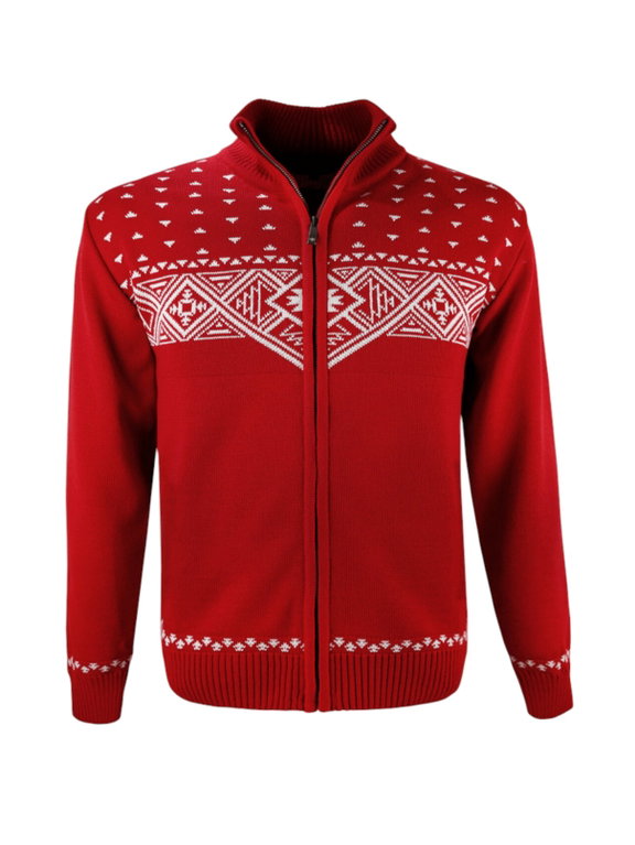 Kama Sweater Pullover 4065 Full Zip (Merino Wool) red Men's