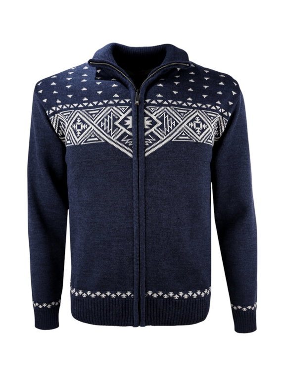 Kama Sweater Pullover 4065 Full Zip (Merinowolle) navyblau Herren