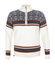 Kama Sweater Pullover 4097 Half Zip mit Nordischen Muster (Merinowolle, sehr warm) weiss Herren