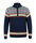 Kama Sweater Pullover 4097 Half Zip mit Nordischen Muster (Merinowolle, sehr warm) navyblau Herren