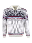 Kama Sweater Pullover 471 Half Zip with Winter Design (Merino Wool Blend) white Men's