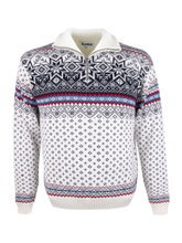 Kama Sweater Pullover 471 Half Zip mit Wintermotiv (Merinowolle-Mischung) weiss Herren