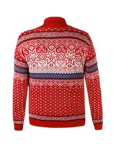 Kama Sweater Pullover 471 Half Zip mit Wintermotiv (Merinowolle-Mischung) rot Herren
