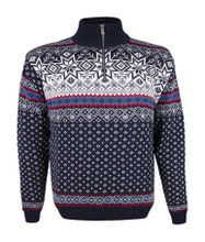 Kama Sweater Pullover 471 Half Zip mit Wintermotiv (Merinowolle-Mischung) navyblau Herren