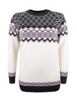Kama Sweater Pullover 5045 mit Nordischen Muster (Merinowolle-Mischung) weiss Damen
