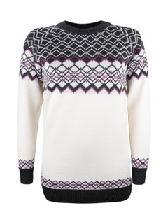 Kama Sweater Pullover 5045 mit Nordischen Muster (Merinowolle-Mischung) weiss Damen