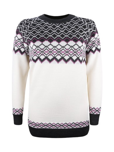 Kama Sweater Pullover 5045 mit Nordischen Muster (Merinowolle-Mischung) weiss Damen