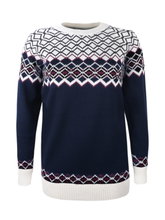 Kama Sweater Jumper 5045 with Nordic Pattern (Merino Wool Blend) navy blue Ladies