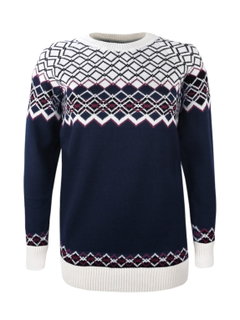 Kama Sweater Jumper 5045 with Nordic Pattern (Merino Wool Blend) navy blue Ladies