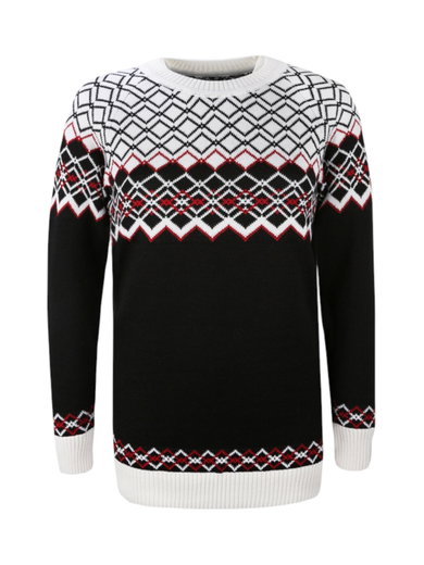 Kama Sweater Pullover 5045 mit Nordischen Muster (Merinowolle-Mischung) schwarz Damen