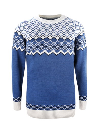 Kama Sweater Pullover 5045 mit Nordischen Muster (Merinowolle-Mischung) denimblau Damen