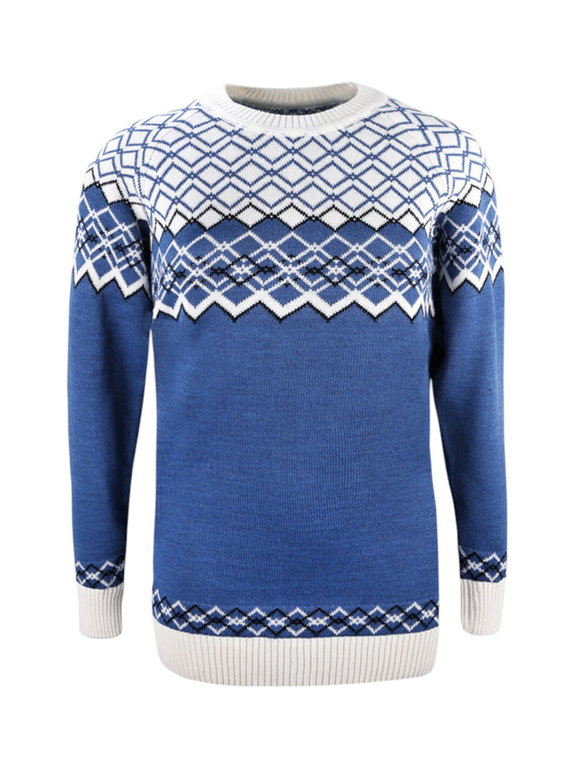 Kama Sweater Pullover 5045 mit Nordischen Muster (Merinowolle-Mischung) denimblau Damen