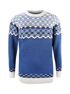 Kama Sweater Pullover 5045 with Nordic pattern (merino wool blend) denim blue ladies