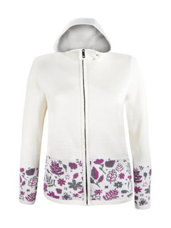 Kama Kapuzenpullover 5050 Full Zip (Merinowolle-Mischung, winddicht, atmungsaktiv) weiss Damen