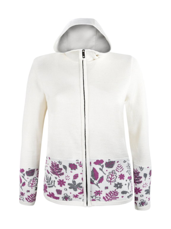 Kama Kapuzenpullover 5050 Full Zip (Merinowolle-Mischung, winddicht, atmungsaktiv) weiss Damen