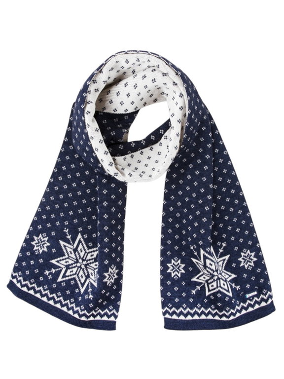 Kama Schal (Merinowolle) S23 - navyblau/weiss 160cm x 25cm - 1 Stück