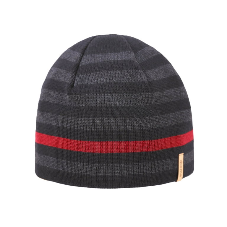 Kama Strickmütze (Beanie) A162 Merino - schwarz/grau/rot - 1 Stück