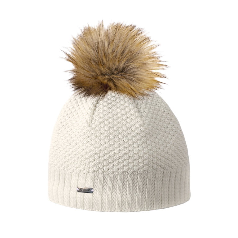 Kama Strickmütze (Bommel) A166 Merino - Damen weiss - 1 Stück