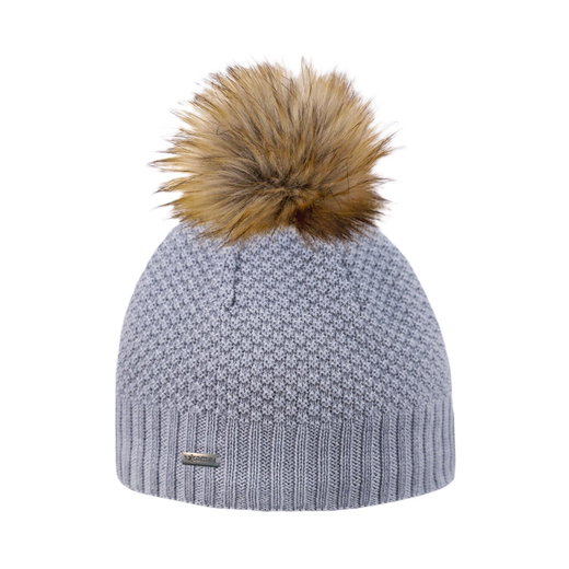Kama Strickmütze (Bommel) A166 Merino - Damen grau - 1 Stück