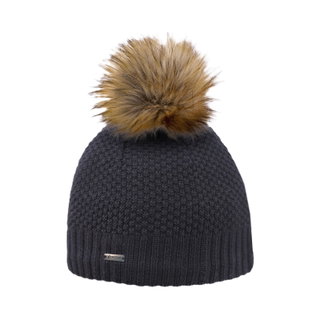 Kama Strickmütze (Bommel) A166 Merino - Damen schwarz - 1 Stück
