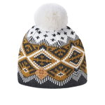 Kama Strickmütze (Bommel) A186 Kamakadze Merino - Damen graphitgrau/gelb/weiss - 1 Stück