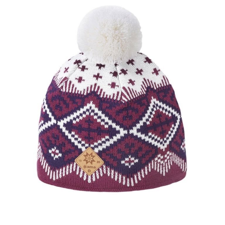 Kama Strickmütze (Bommel) A186 Kamakadze Merino - Damen pink/blau/weiss - 1 Stück