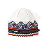 Kama Strickmütze (Bommel) A187 Merino - weiss/blau/rot - 1 Stück