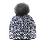 Kama Strickmütze (Bommel) A173 Merino - Damen navyblau/weiss- 1 Stück