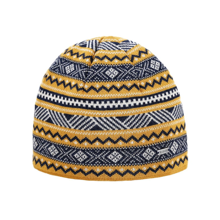 Kama Strickmütze (Beanie) A174 Merino - Damen gelb/schwarz/weiss - 1 Stück