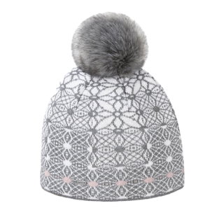 Kama Strickmütze (Bommel) A183 Merino - Damen grau/weiss - 1 Stück