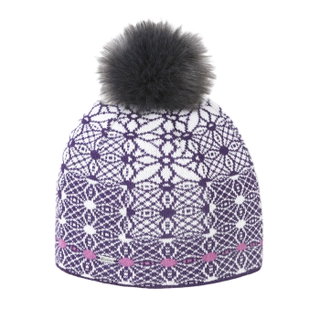 Kama Strickmütze (Bommel) A183 Merino - Damen violett/weiss - 1 Stück