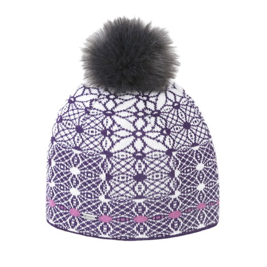 Kama Strickmütze (Bommel) A183 Merino - Damen violett/weiss - 1 Stück
