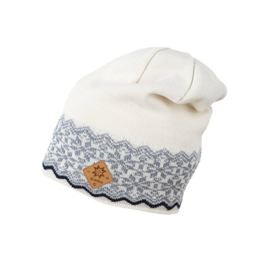Kama Strickmütze (Beanie) A189 Merino - Damen weiss/grau - 1 Stück