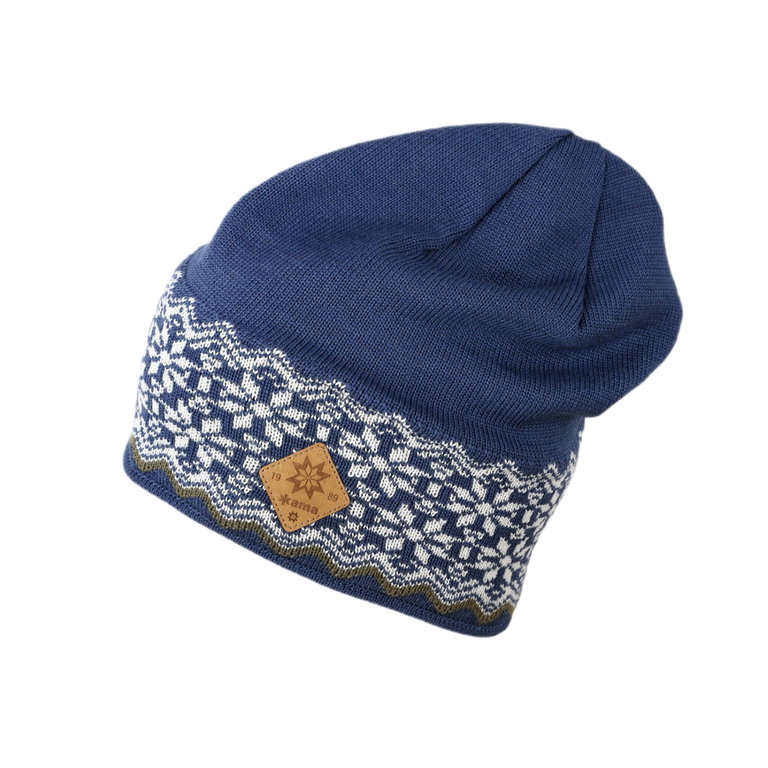 Kama Strickmütze (Beanie) A189 Merino - Damen blau/weiss - 1 Stück