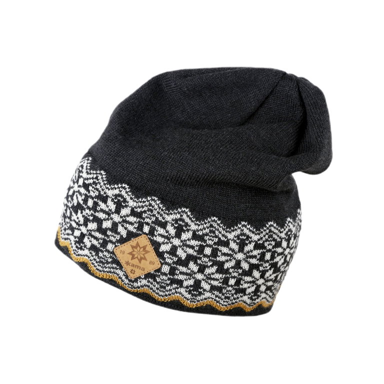 Kama Strickmütze (Beanie) A189 Merino - Damen graphitgrau/weiss - 1 Stück