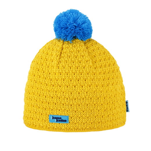 Kama Strickmütze (Bommel) K36 Merino Kamakadze - gelb/blau - 1 Stück