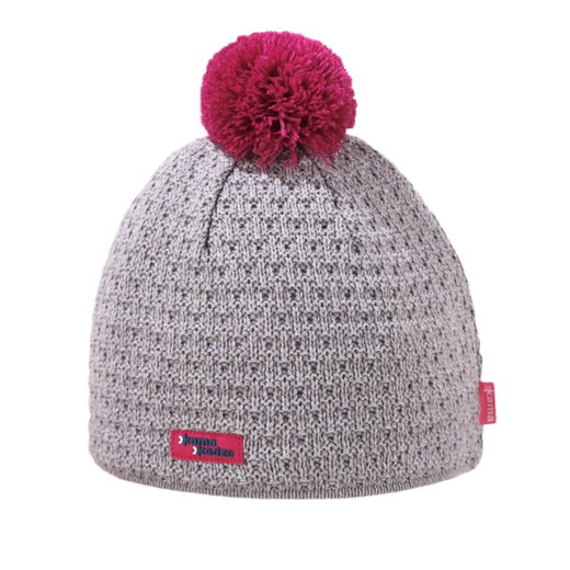 Czapka wełniana Kama (z pomponem) K36 Merino Kamakadze - szara/różowa - 1 sztuka