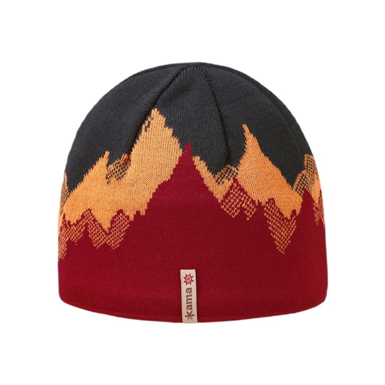 Kama Strickmütze (Beanie) K64 Merino Kamakadze - rot/braun/schwarz - 1 Stück
