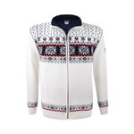 Kama Sweater Pullover 3054 Full Zip aus Merinowolle (Strickmaterial, winddicht) weiss Herren