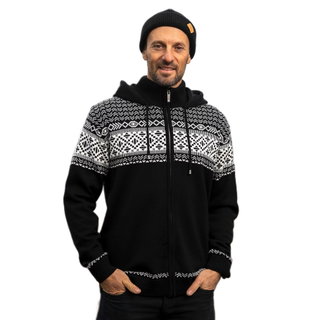 Kama Sweater Pullover 3064 Full Zip aus Merinowolle (mit Kapuze, winddicht) schwarz Herren