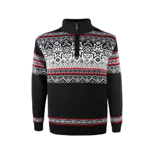 Kama Sweater Pullover 3371 Half Zip mit Nordischen Muster (warm, winddicht) schwarz Herren