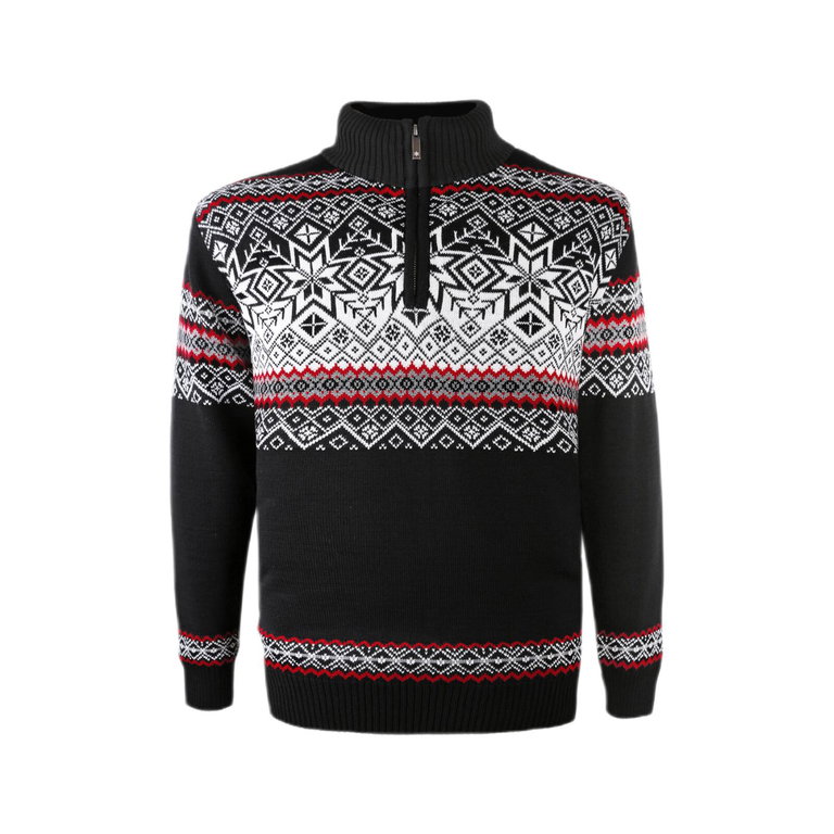 Kama Sweater Pullover 3371 Half Zip mit Nordischen Muster (warm, winddicht) schwarz Herren