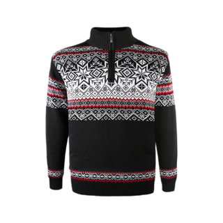 Kama Sweater Pullover 3371 Half Zip with Nordic Pattern (warm, windproof) black men's