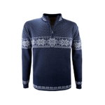 Kama Sweater Pullover 4053 Half Zip mit Nordischen Muster (Merinowolle) dunkelblau Herren