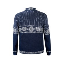Kama Sweater Pullover 4053 Half Zip with Nordic Pattern (Merino Wool) dark blue Men's